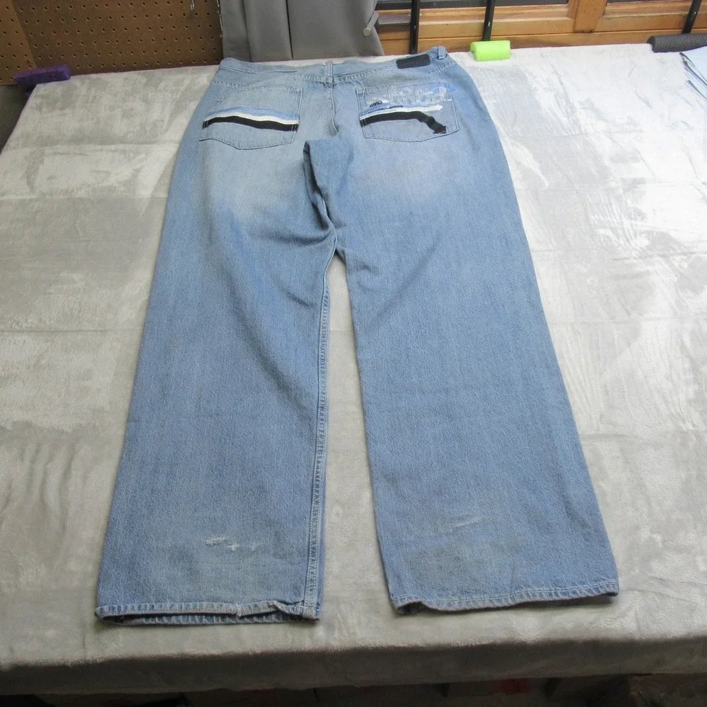 Ecko Baggy Jeans Mens 38x33 Blue Denim Fit Light Wash Wide Leg Skate Y2K Relaxed